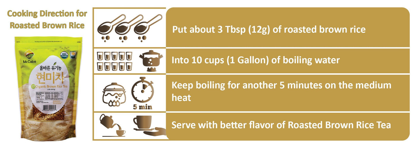 Mccabe Organic Brown Rice Tea - Roasted Brown Rice Tea Korean | Rich In Fibers And Minerals | Usda And Ccof Certified Organic |