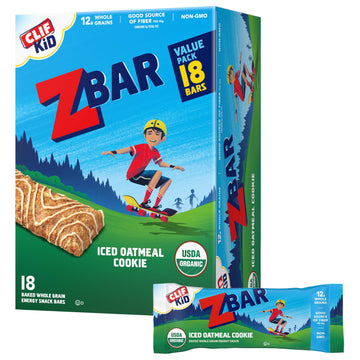CLIF Kid Zbar - Iced Oatmeal Cookie - Soft Baked Whole Grain Snack Bars - USDA Organic - Non-GMO - Plant-Based - 1.27 oz. (18 Pa