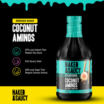 Naked & Saucy Coconut Aminos Soy Sauce Substitute, Gluten-Free, Vegan, 31 fl oz, Black