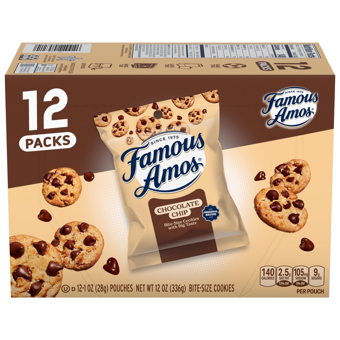 Famous Amos Classic Chocolate Chip Cookies, 1 Ounce Bag (Pack Of 12)