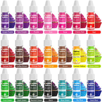 Gel Food Coloring Set - 21 Colors Tasteless Based Color Dye, Vibrant Edible Icing for Cake Cookie Decorating, Baking, Fondant, F