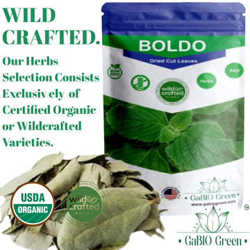 Gabio Green- Boldo Dried Leaves,(4 Oz/114 Gr), Whole Boldo Leaf, 100% Natural Detox, Hojas De Boldo, Peumus Boldus Herbal Tea, B