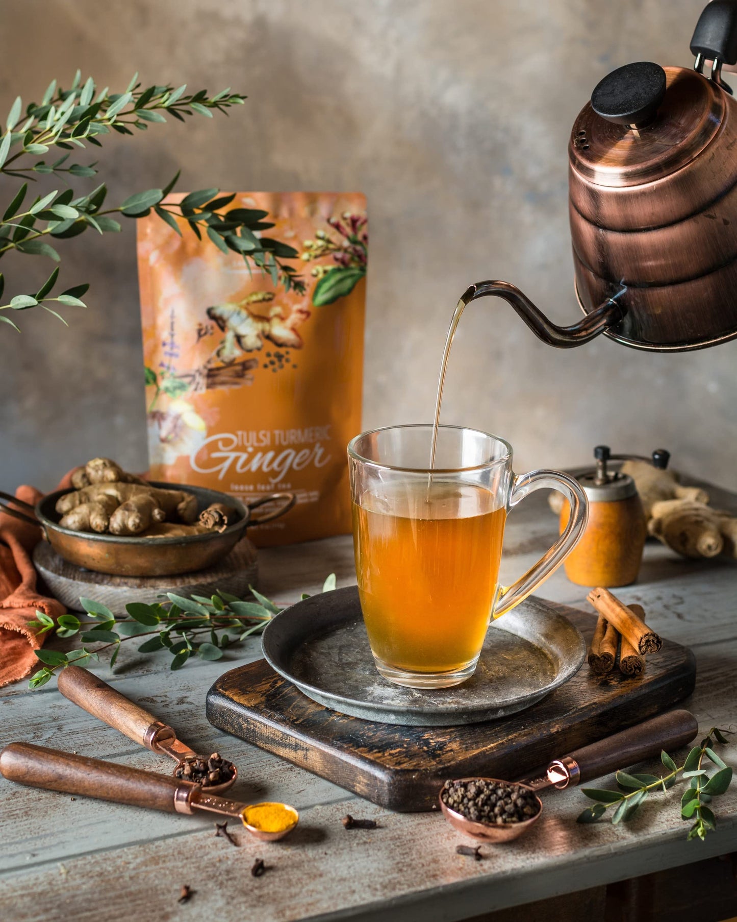 Gardenika Organic Tulsi Turmeric Ginger Loose Leaf Tea - Herbal, Caffeine-Free, Kosher - 4oz