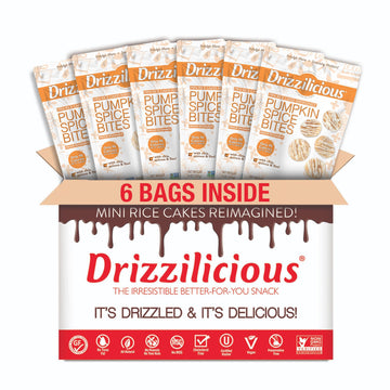 Drizzilicious Mini Rice Cakes - Rice Crisps, Healthy Snack For Adults And Kids, Flavored Rice Cakes, Vegan, Gluten Free, Only 90