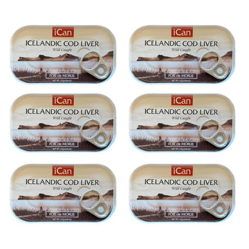 ican Wild Cod Liver, Canned from Iceland, 4.06 oz (Pack of 6) - Rich Source of Omega-3 Fatty Acids, Healthy Snack