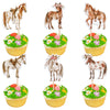 36 PCS Horse Cupcake Toppers Assembled Animal Horse Cupcake Picks Rquestrain Horse Racing Cupcake Decoration for Wild Horse Raci