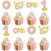 24 PCS Donut One Cupcake Toppers Glitter Sweet One Donut Cupcake Picks Donut 1st Birthday Party Decorations for Sweet One Donut