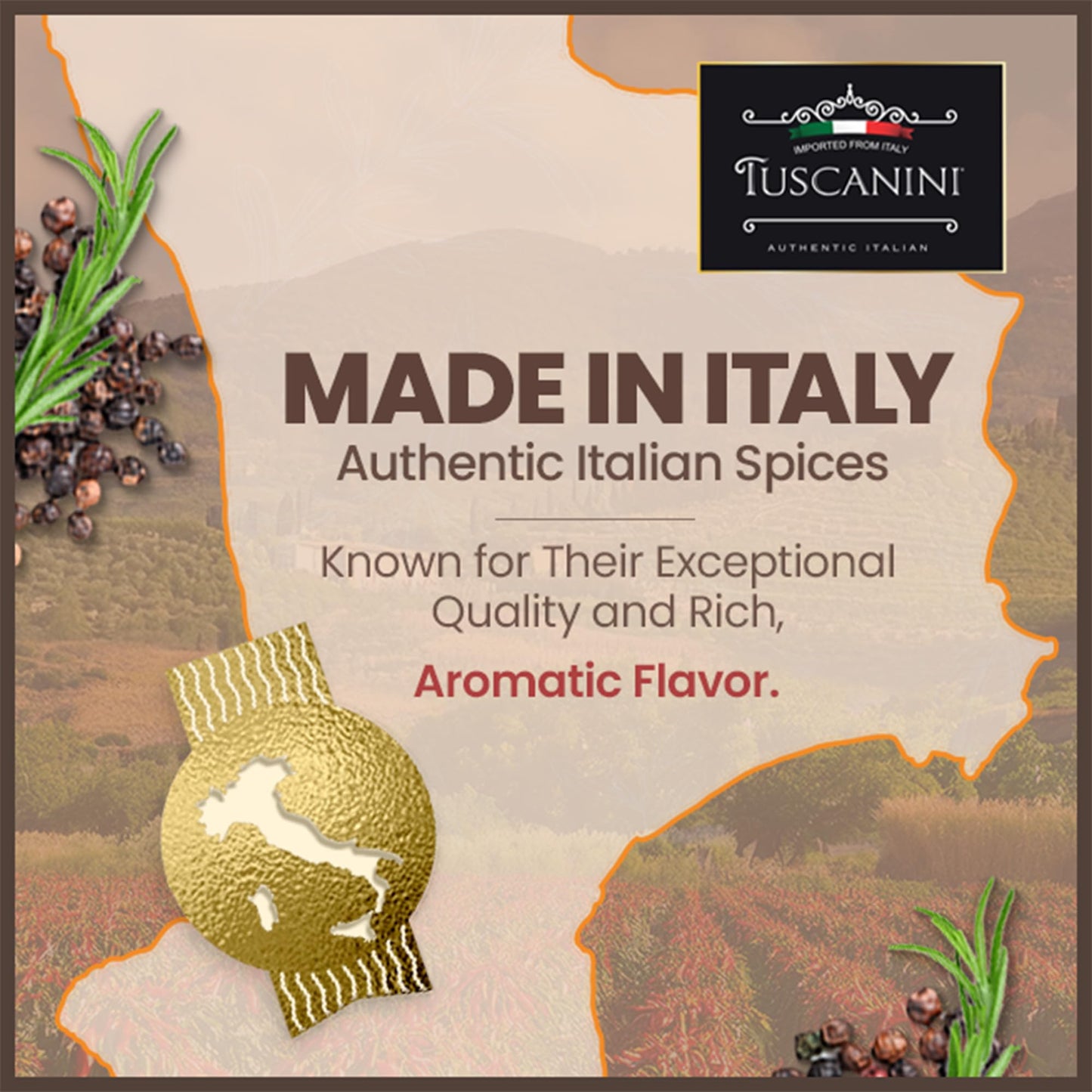 Tuscanini Spice Grinder Variety Pack, 6 Freshly Ground Seasonings, 1 Ounce Each, Product of Italy