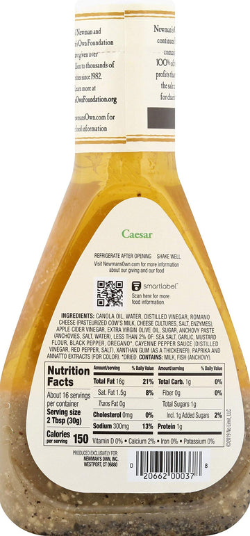 Newman's Own Salad Dressing, Caesar, 16-Ounce Bottles (Pack of 6)