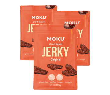 Moku Plant-Based Mushroom Jerky, Original Flavor (3 Pack) Vegan Beef Jerky, Gluten Free, Soy-Free, Non-Gmo Vegan Snacks, Vegan M