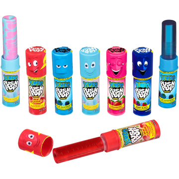 Push Pop Jumbo Candy Assortment Bulk 18 Pack - Blue Raspberry, Watermelon, Strawberry, Cotton Candy And Cherry Watermelon