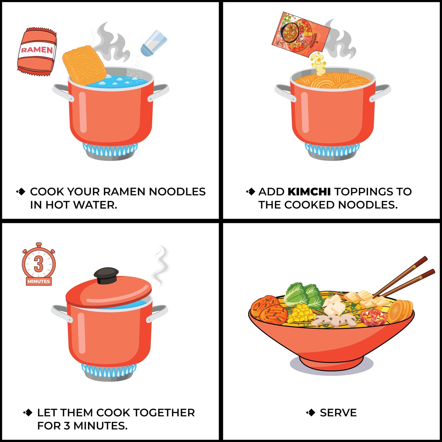 Chiramen Kimchi Veggie Mix Dried Ramen Toppings, Kimchi, Mushrooms, Sweet Pepper, Tofu, Cabbage, Chives, Corn, Perfect For Cup N