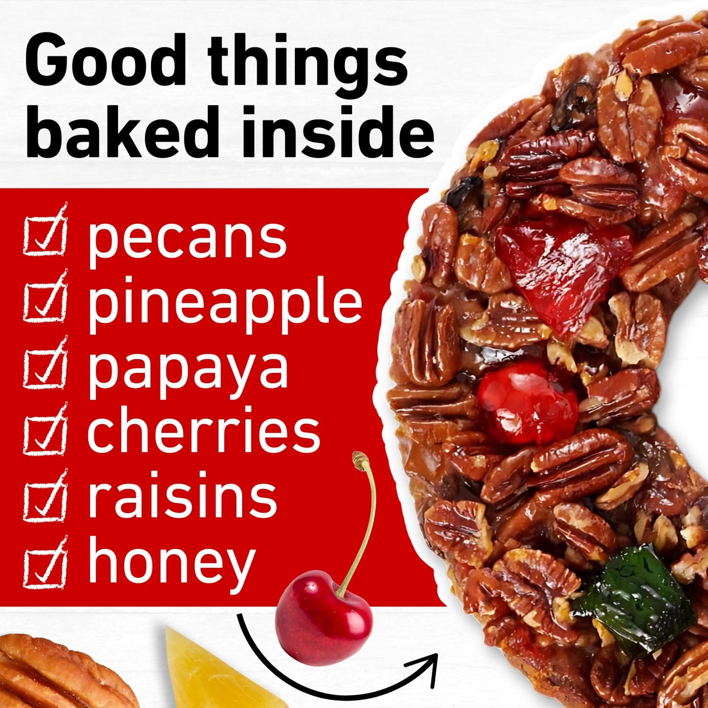 Collin Street Bakery DeLuxe Fruitcake - Handcrafted Fresh with Pecans, Pineapple, Papaya, Ripe Cherries, Raisins, & Honey - Gift