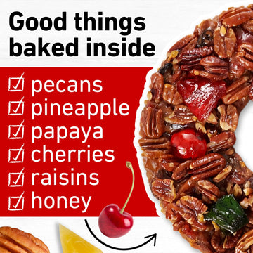 Collin Street Bakery DeLuxe Fruitcake - Handcrafted Fresh with Pecans, Pineapple, Papaya, Ripe Cherries, Raisins, & Honey - Gift