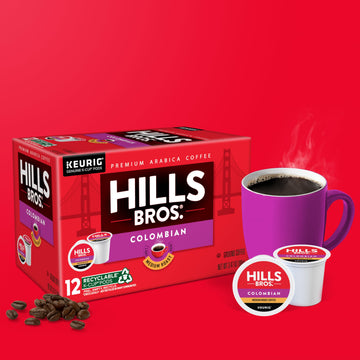Hills Bros. Colombian Coffee, Single Serve Keurig K-Cup Pods, Medium Roast Coffee, 12-Count Box
