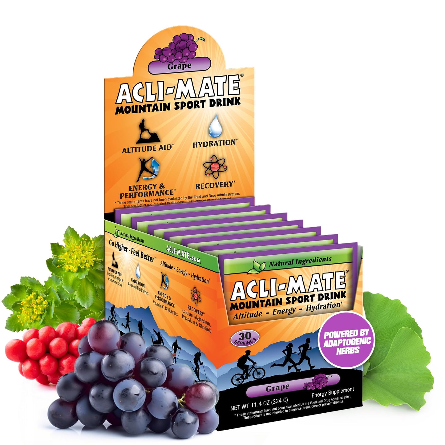 Acli-Mate Mountain Sport Drink Mix - High Altitude Acclimatization Electrolyte Powder Packets - Energy Drink Mix - Recovery Hydr