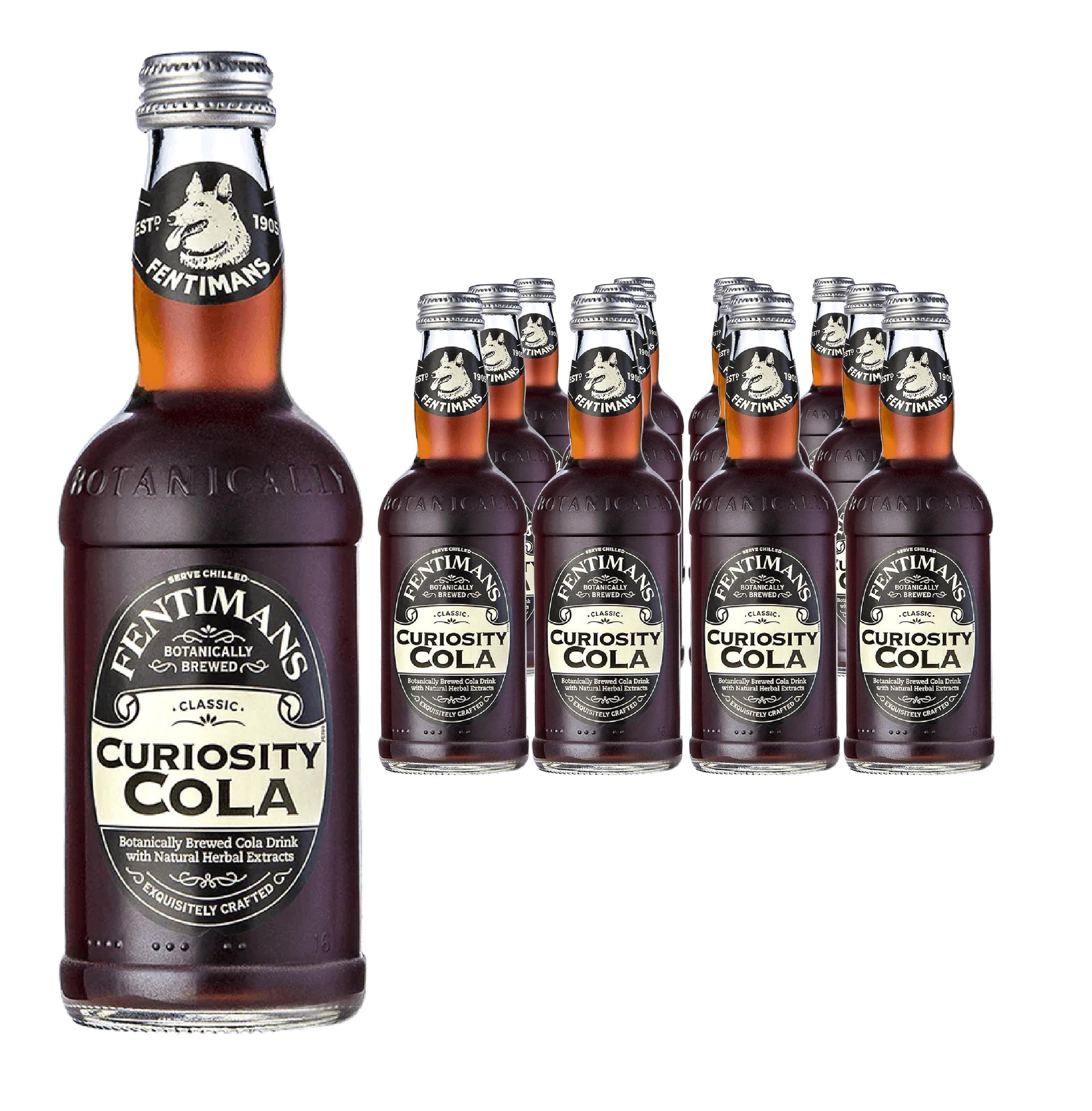 Fentimans Sparkling Curiosity Cola - Healthy Soda, All Natural Soda, Craft Soda With No Artificial Flavors, Preservatives, Or Sweeteners, Botanically Brewed - Curiosity Cola, 275 Ml (Pack Of 12)
