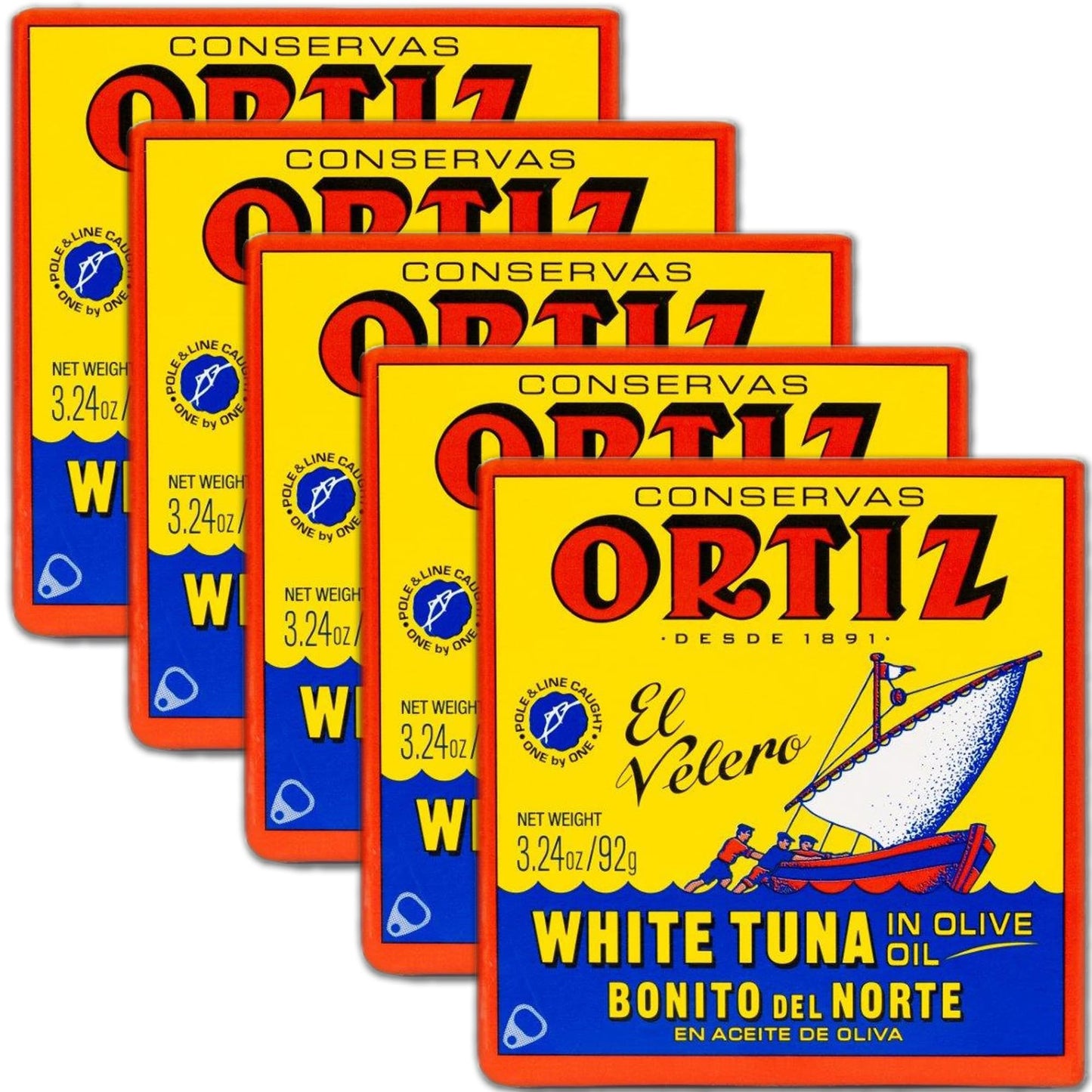 Ortiz White Tuna in Olive Oil Tin, 92-Grams (Pack of 5)