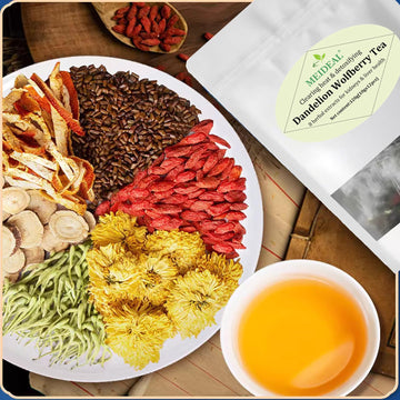 Dandelion Wolfberry Organic Kidney & Liver Health Tea, 8 Herbal Ingredients Blend, Natural Chinese Chrysanthemum Cassia Seed Tea