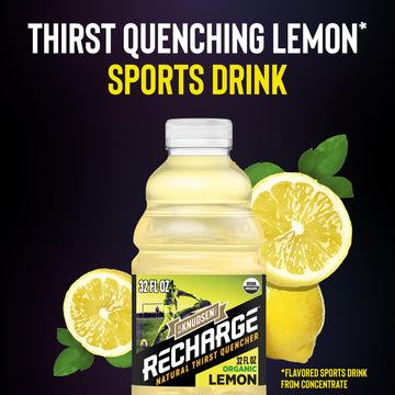 R.W. Knudsen Recharge Organic Lemon Flavored Juice Sports Beverage With Electrolytes, 32 Ounces (Pack Of 6)