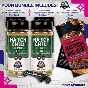 Pit Boss Hatch Chili Verde Barbecue Seasoning 20 oz Bundle with Guide & Keychain Opener, 4 Pack