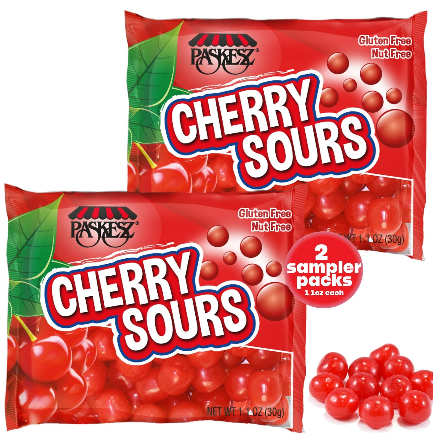 DOUzzle Easter Sweet Treats, Cherry Sours Red Candy Balls, Original Chewy Candies, Mini Packs (2 Count - Sampler) Individually W