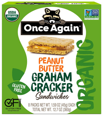 Once Again Peanut Butter Crackers Graham Sandwiches - Gluten Free Graham Crackers with Organic Peanut Butter Filling - Vegan, Or