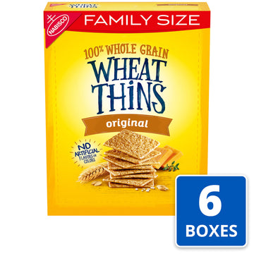 Wheat Thins Original Whole Grain Wheat Crackers, Family Size, 6 - 14 Oz Boxes