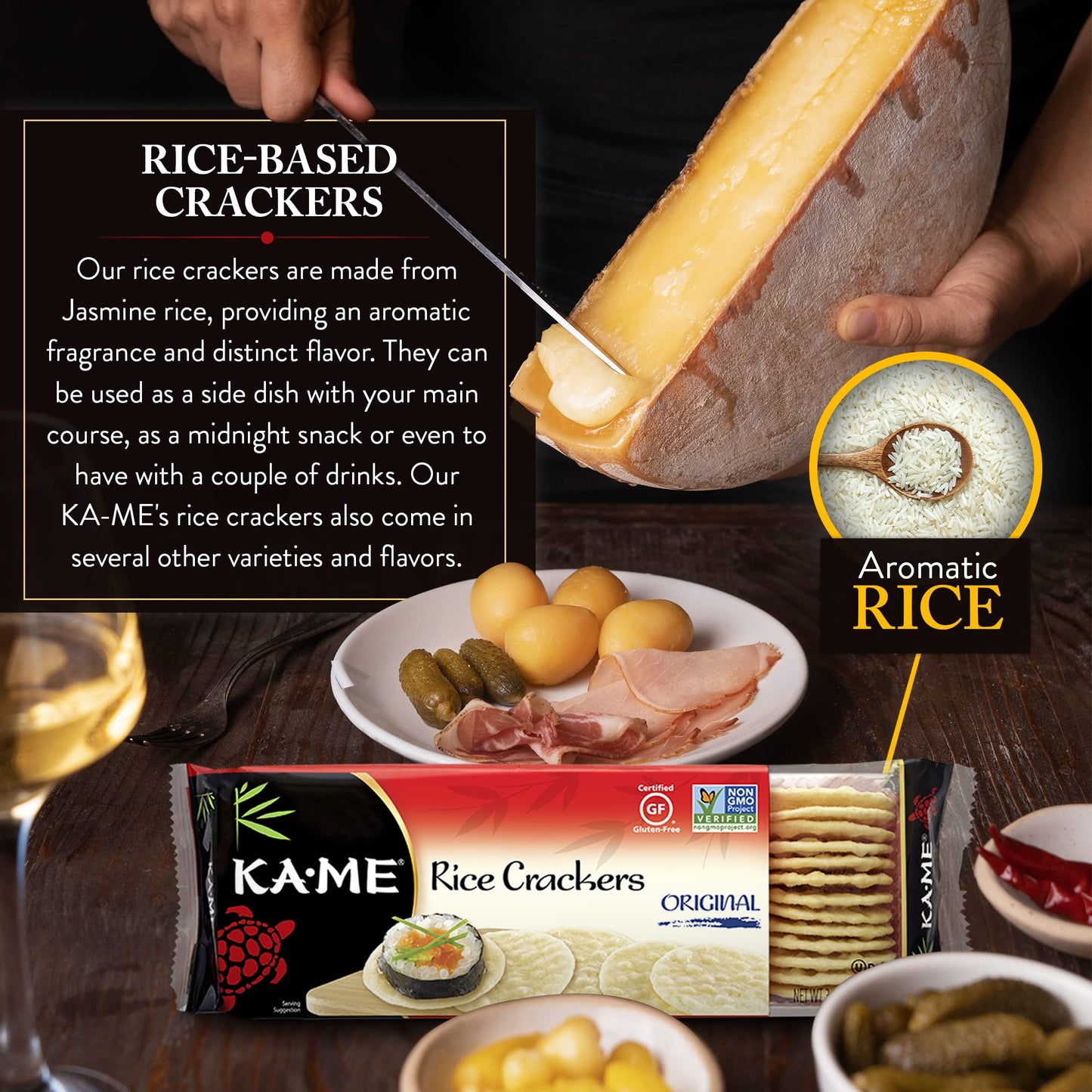 Ka-Me Gluten Free Rice Crackers, Original, 3.5 Ounce (Pack Of 12), 42 Ounce