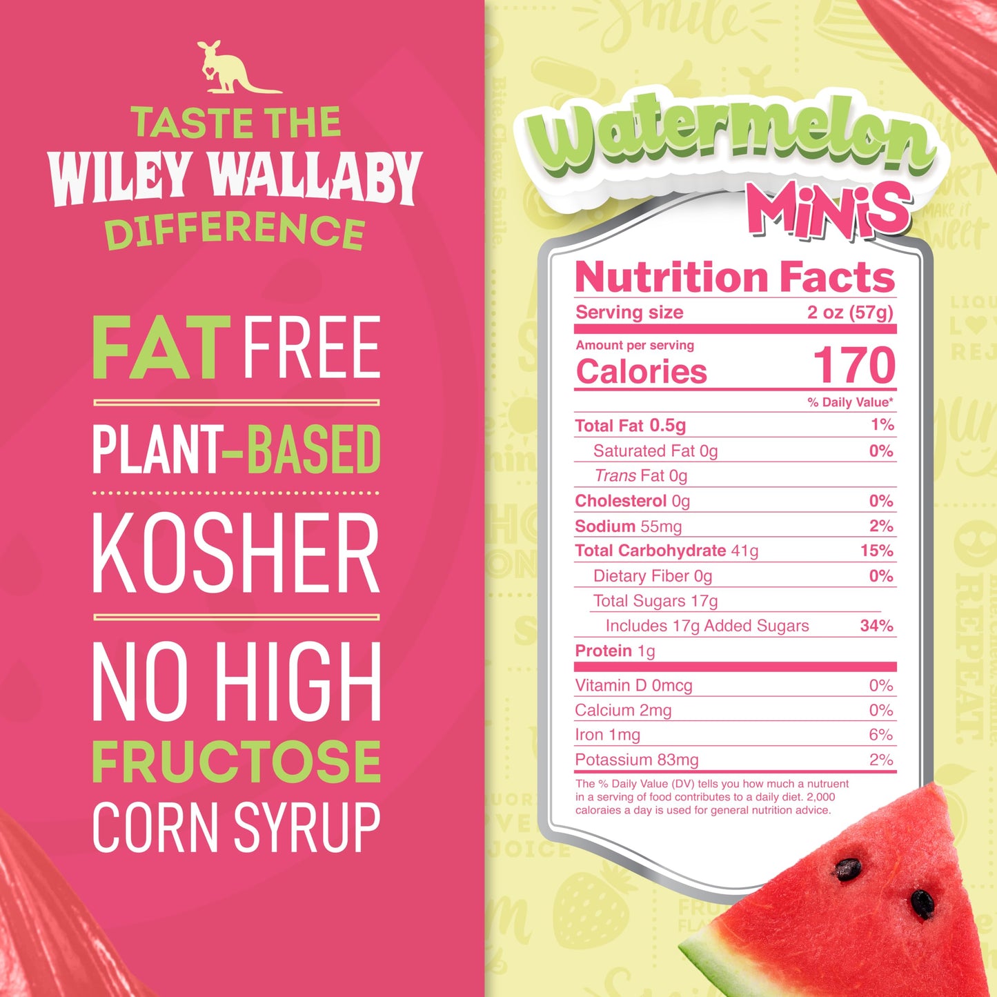 Wiley Wallaby Mini Licorice Bites 2.0 Ounce Classic Gourmet Soft & Chewy Australian Watermelon Licorice Candy Bags, 18 Pack