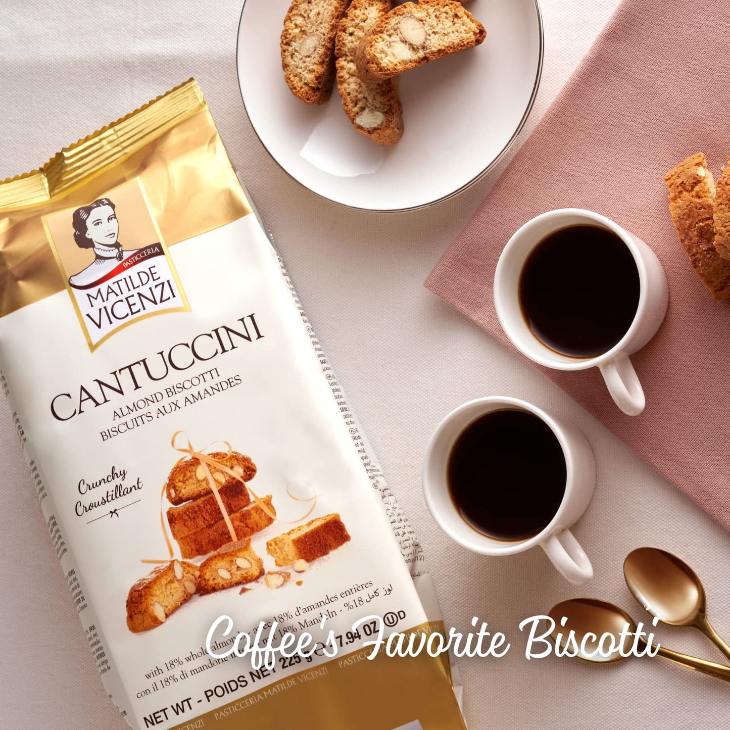 Pasticceria Matilde Vicenzi Cantuccini Biscotti, 7.8 Ounce Bag, Italian Almond Cookies