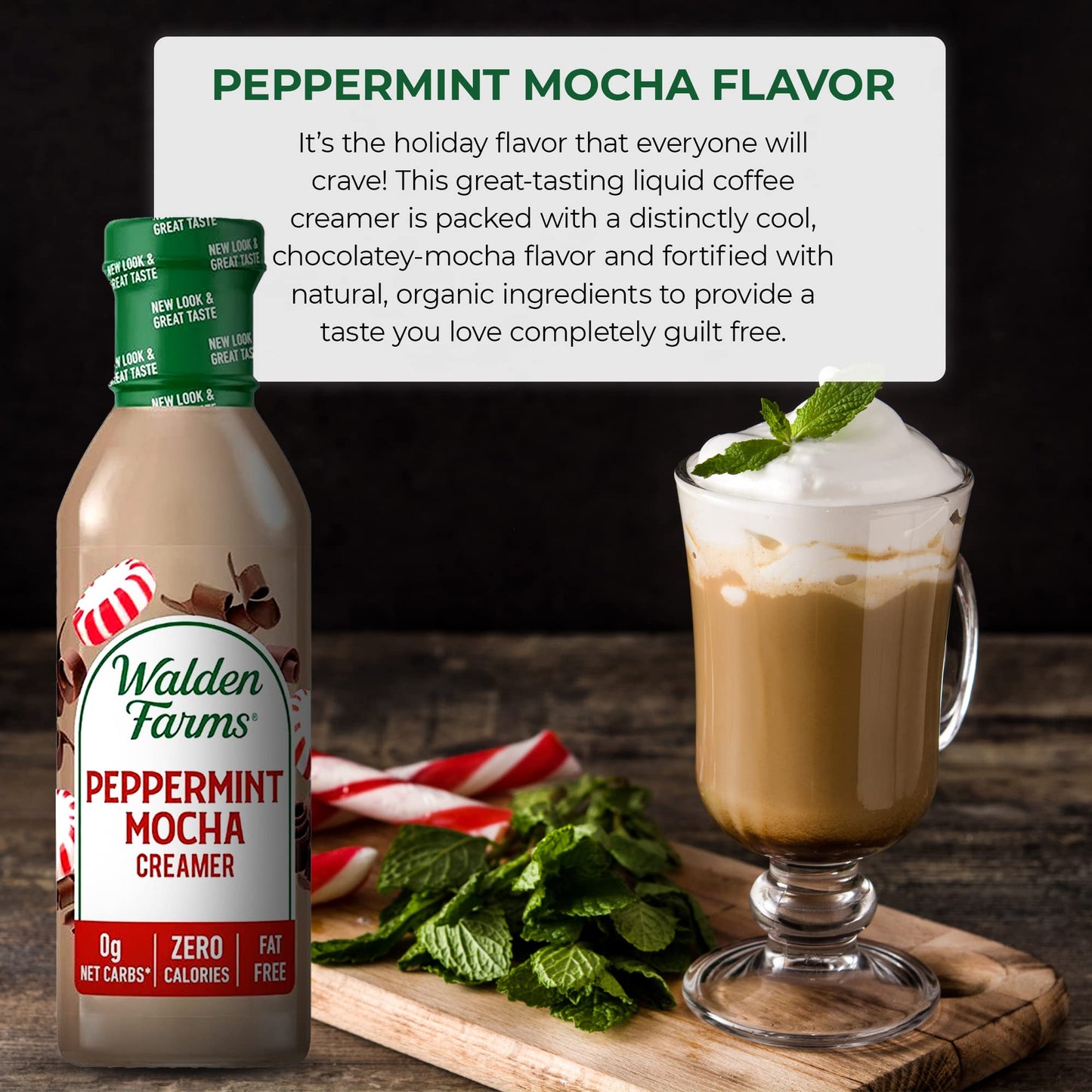 Walden Farms Peppermint Mocha Coffee Creamer, Non-Dairy, Vegan, Gluten Free, 12 Fl Oz (Pack of 2)