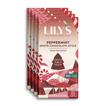 Lily's Peppermint White Chocolate Style Bar, Low-Carb & Keto-Friendly, 2.8 oz (Pack of 4), Gluten-Free, No Added Sugar