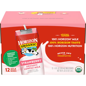 Horizon Organic Shelf-Stable 1% Low Fat milk Boxes, Strawberry, 8 oz., 12 Pack