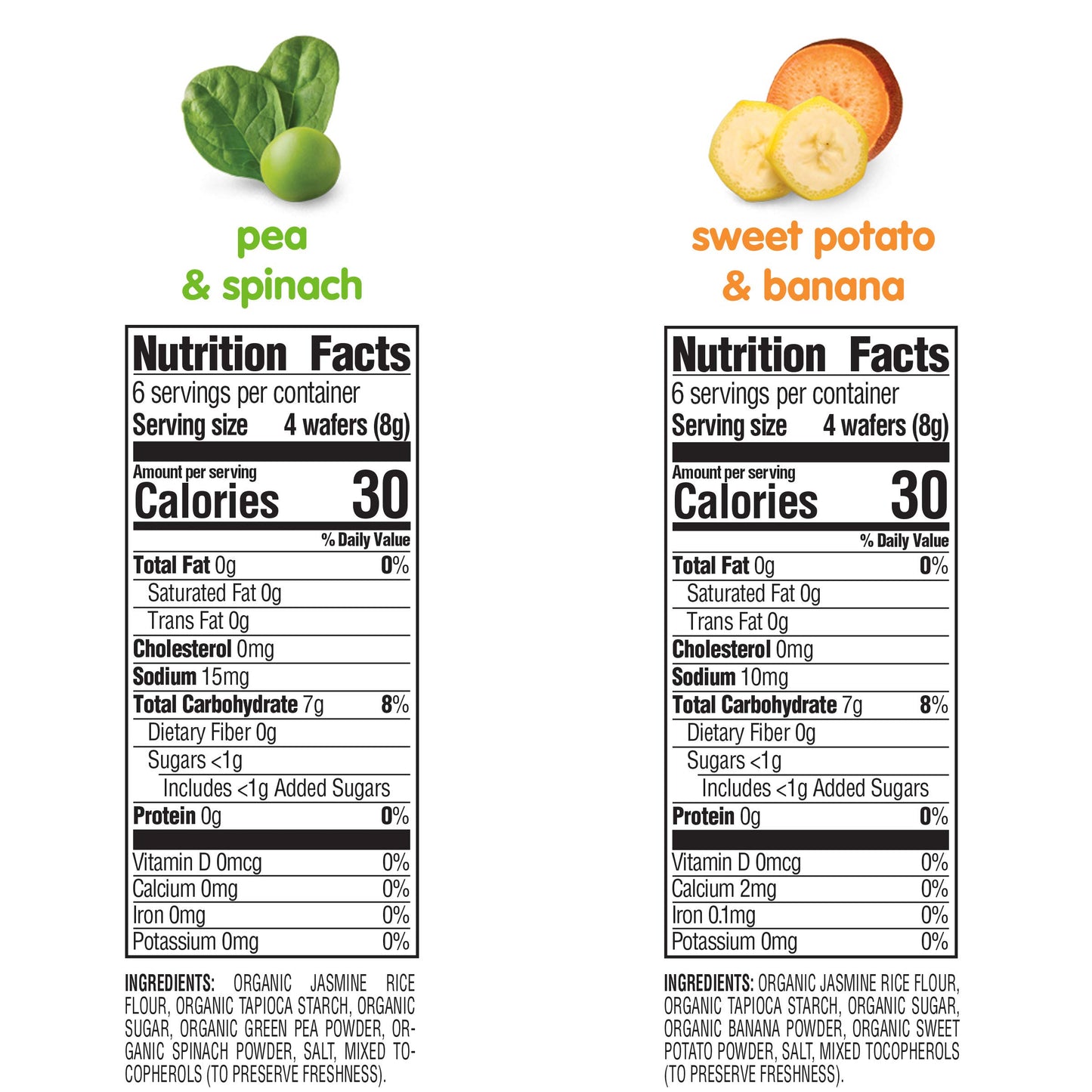 Happy Baby Organics Gluten Free Organic Teethers 2 Flavor Variety Pack (Pea & Spinach/Sweet Potato & Banana), 12 Count (Pack Of