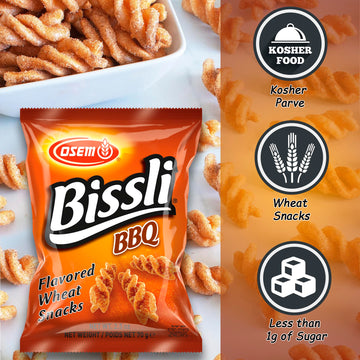 Osem Bissli BBQ Flavored Crunchy Wheat Snack -No Food Coloring or Preservatives, 2.5 Ounce Bags (Pack of 12)