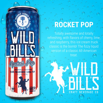 Wild Bills Rocket Pop Soda - Classic Craft Soda, Caffeine-Free, Vegan, 12 Oz, 12 Pack