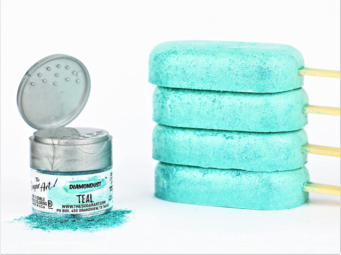 Teal Edible Glitter For Drinks, Cocktails, Cake Decorating, Strawberries, Chocolates & More | No Taste | 4G | 100% Food-Safe | Kosher, Vegan, Gluten & Nut Free | Diamondust By The Sugar Art