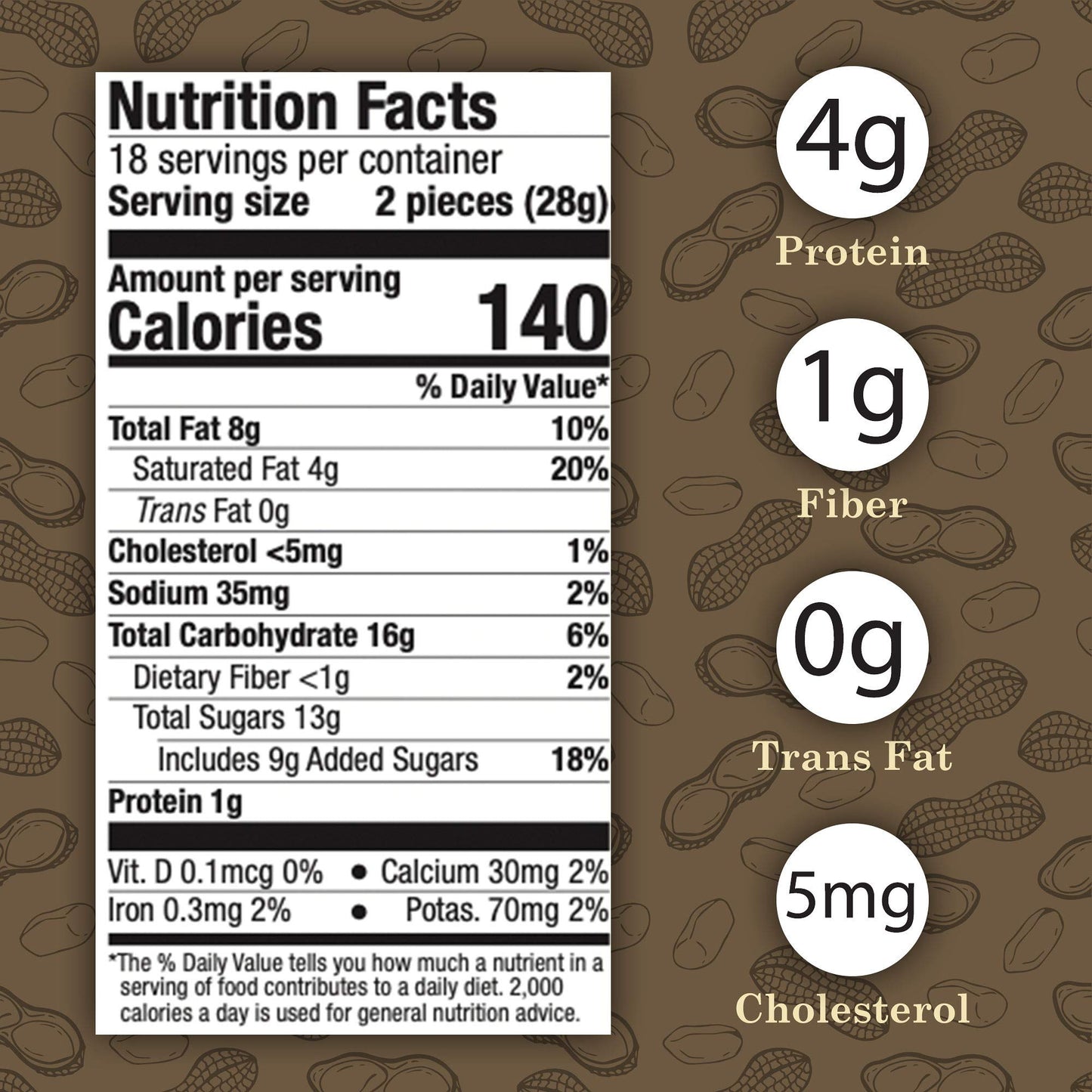 Virginia Diner - Gourmet Natural Extra Large Dusted Chocolate Toffee Virginia Peanuts, 22 Ounce Tin