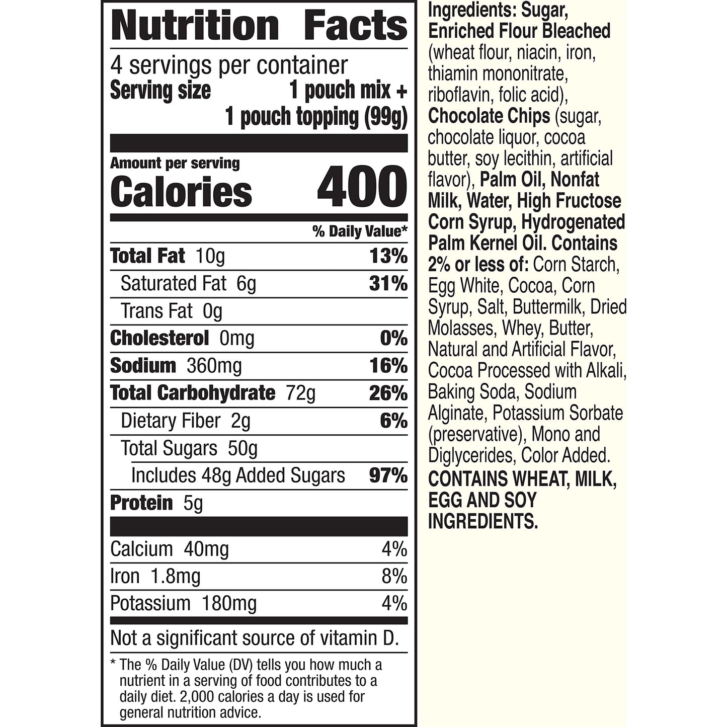 Betty Crocker Mug Treats Soft-Baked Chocolate Chip Cookie Mix With Fudge Topping, 4 Servings (Pack Of 6)