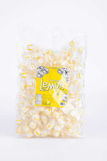 Stewart Old Fashioned Lemon Flavored Pure Sugar Candy Puff Balls - Individually Wrapped Candy Snack, Fat-Free, Cholesterol-Free,