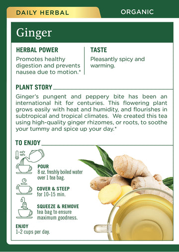 Traditional Medicinals Organic Ginger Herbal Tea, Promotes Healthy Digestion, (Pack Of 2) - 32 Tea Bags Total