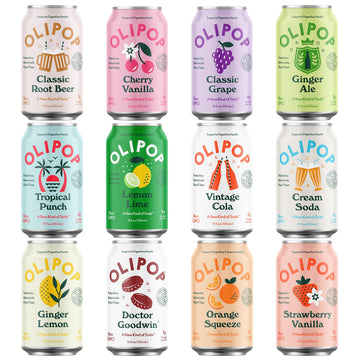 OLIPOP - Taste Test Pack, 12-Flavor Soda Variety Pack, Healthy Soda, Prebiotic Soft Drinks, Supports Digestive Health & Gut Heal
