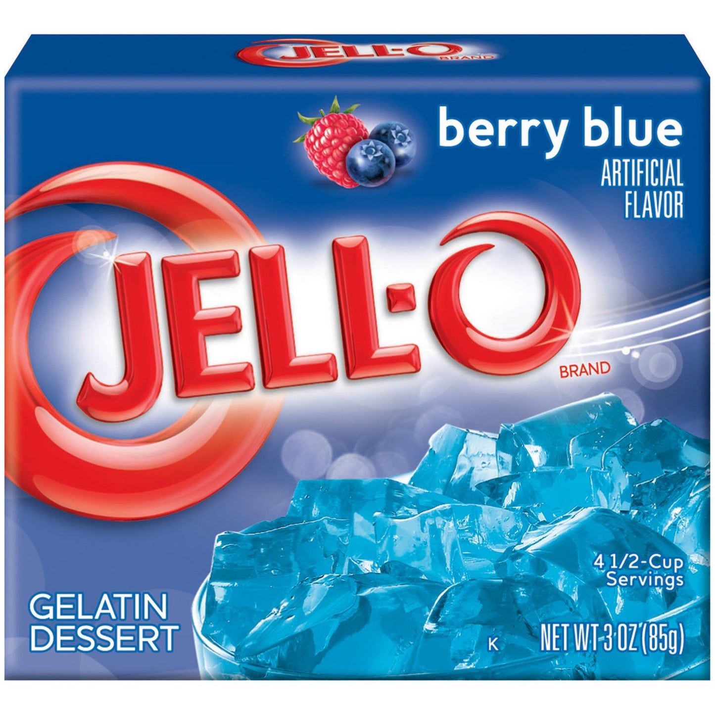 Jell-O Berry Blue Gelatin Mix, 3 oz Boxes, Pack of 24