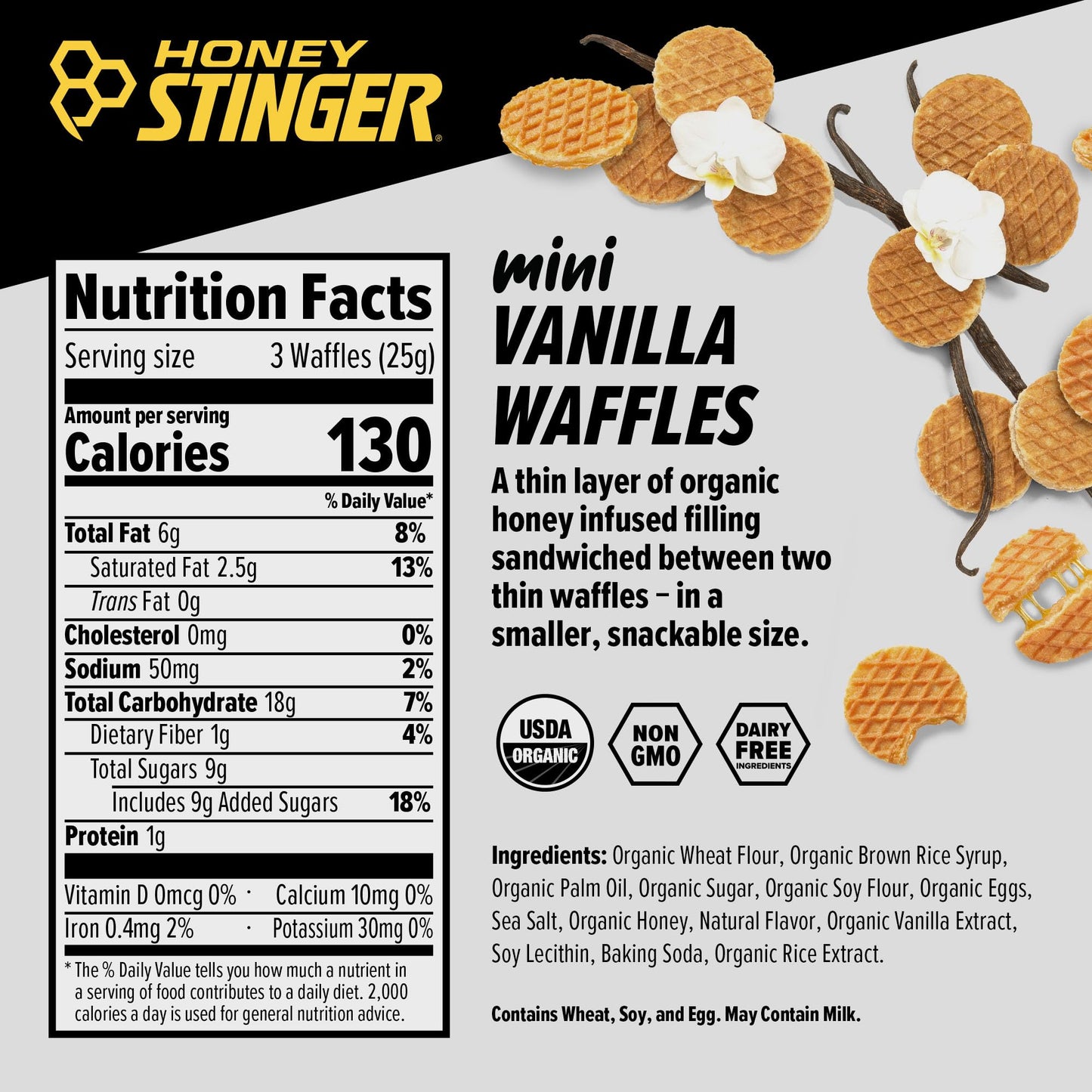 Honey Stinger Organic Mini Vanilla Waffles | Energy Stroopwafel for Exercise, Endurance and Performance | Sports Nutrition for H