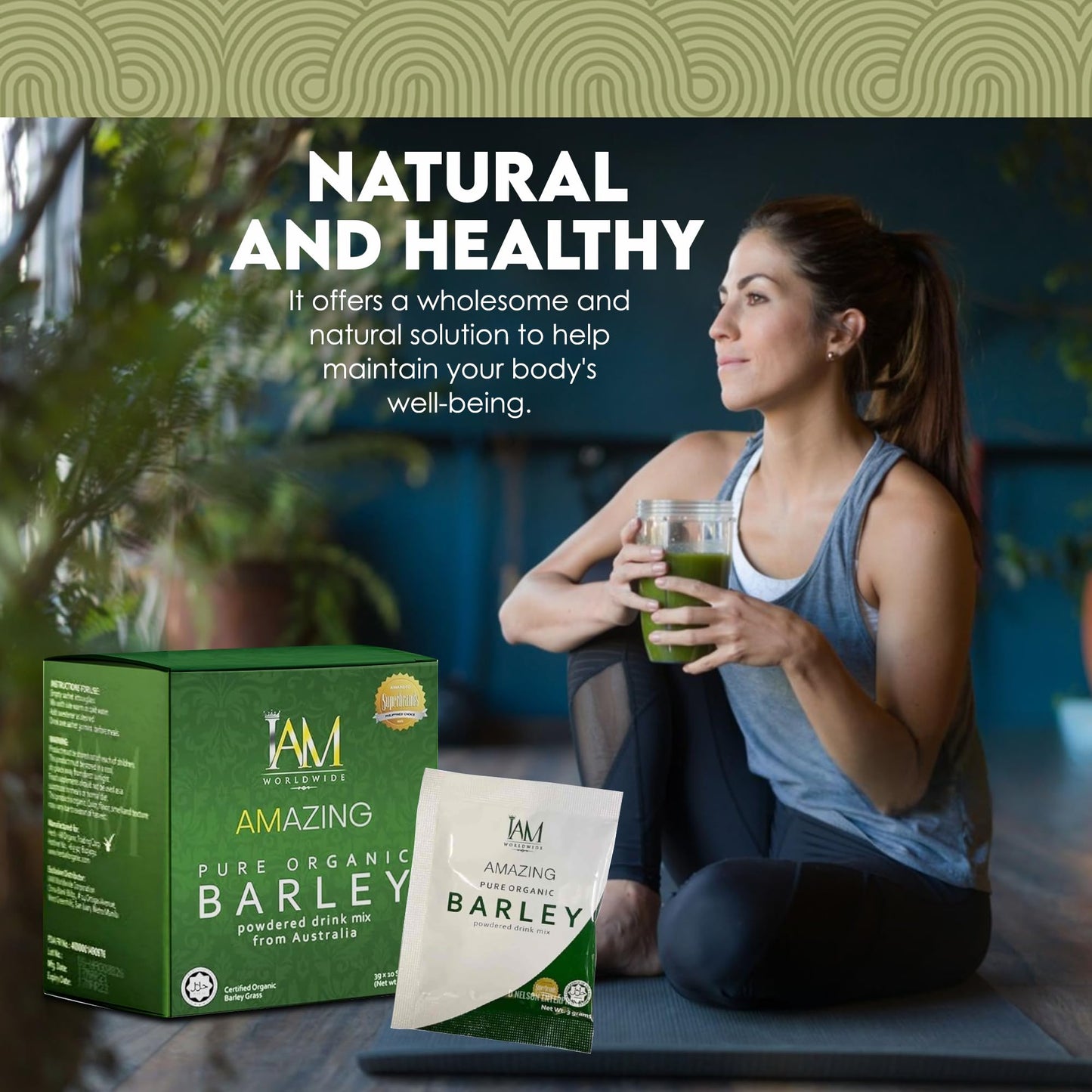 Iam Worldwide Amazing Pure Organic Barley Powdered Drink Mix - 2 Boxes
