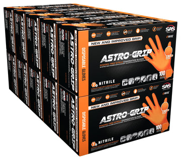 Sas Safety 66575 Nitrile Astro Grip Powder-Free Disposable Glove, Xx-Large (Pack Of 1000), Orange