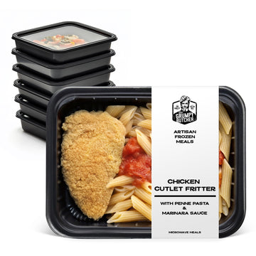 Grumpy Butcher Premium Premade Meals: Chicken Cutlet Fritter & Penne Pasta in Marinara Sauce, 10 pack (12 oz each, 7.5 lb total)