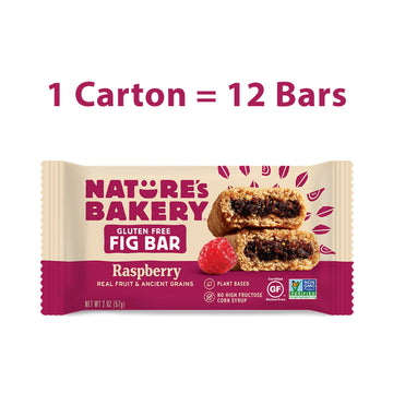 Nature'S Bakery Gluten Free Fig Bars, Raspberry, 1- 12 Count Box Of 2 Oz Twin Packs (12 Packs), Vegan Snacks, Non-Gmo