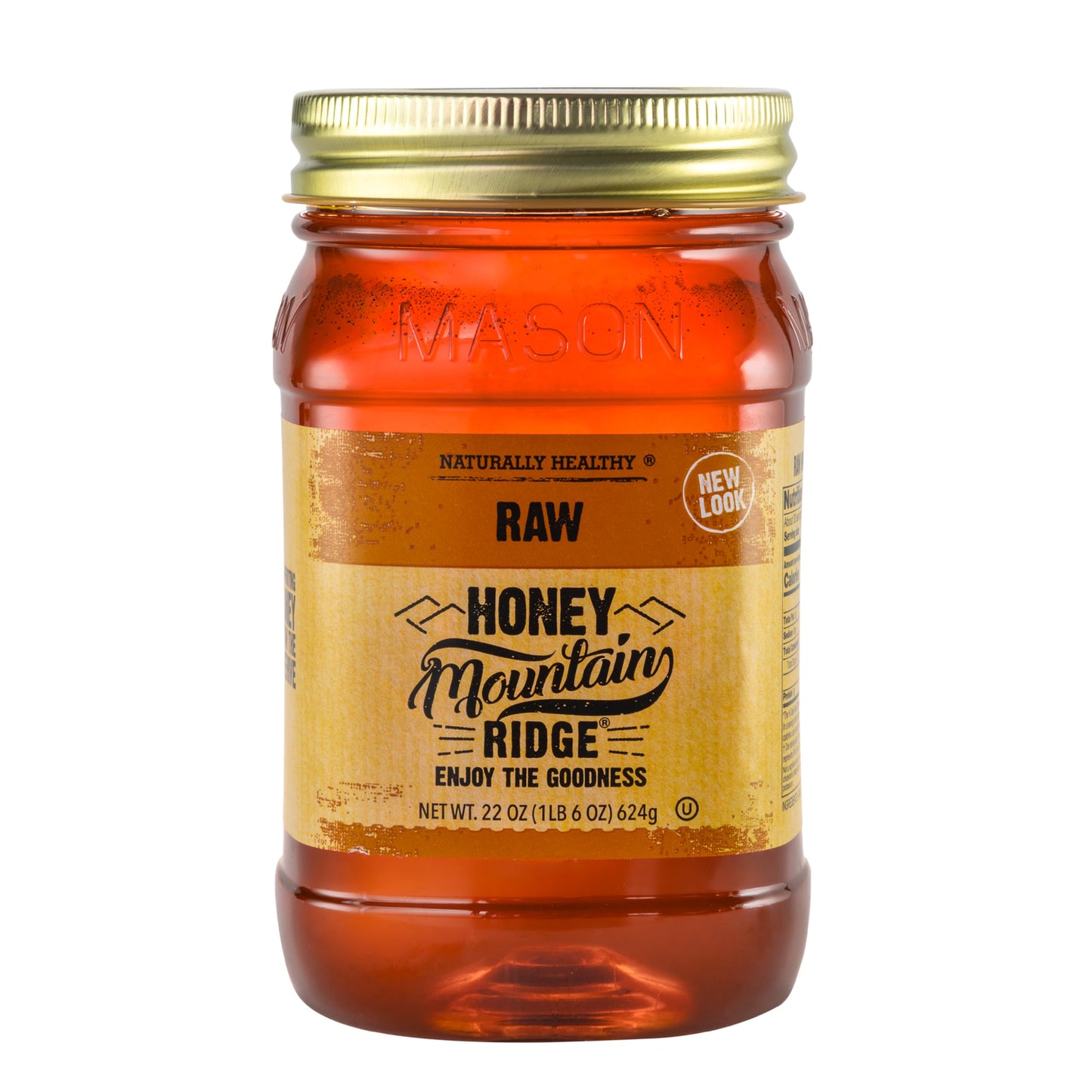 Mountain Ridge Honey, Naturally Healthy 100% Pure Raw Honey, 22 Ounces